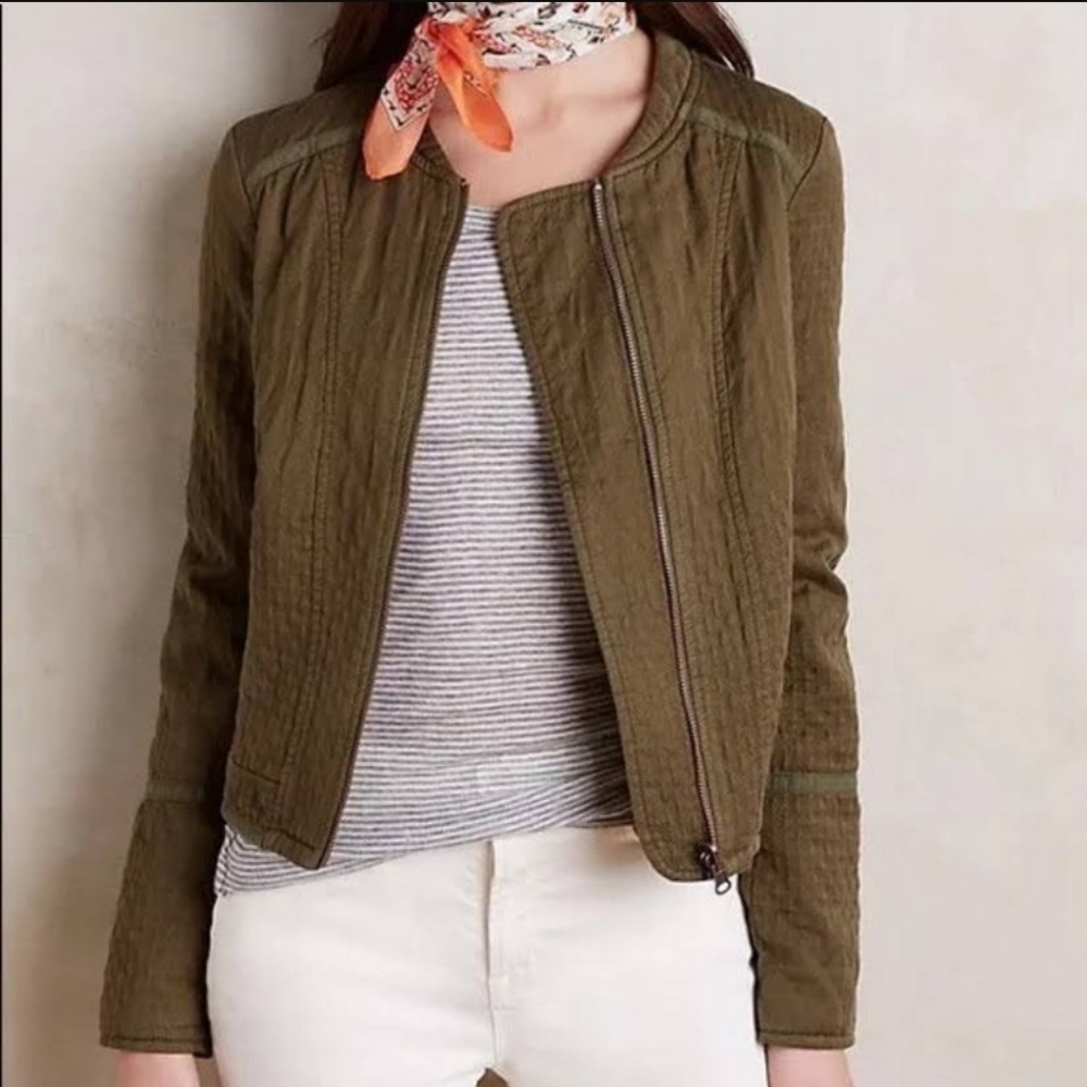 Anthropologie Hei Hei Quilted Riding Army Green Jacket M